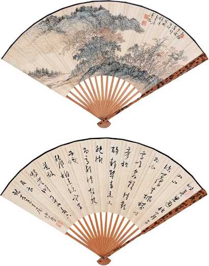 溥心畬 民国三十六年（1947年）作 蝉鸣故林图 成扇